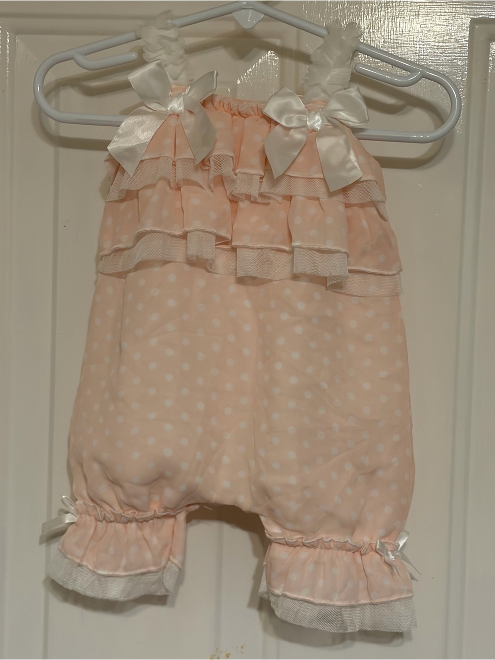 Starting Out Adorably Sweet Baby Girl Pink Polka Dot Ruffle Romper Newborn 0-7lb